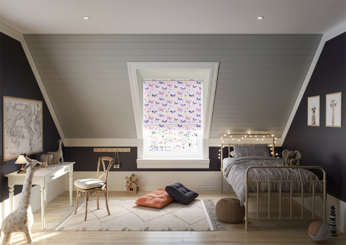 Butterfly Garden, Enchanting Purples - Motorised Roman Blind - Image 8